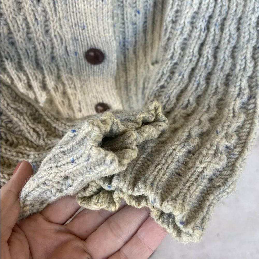 Vintage wool thick Ireland Chunky cableknit Fisherman shacket Sweater ca… - Picture 6 of 9